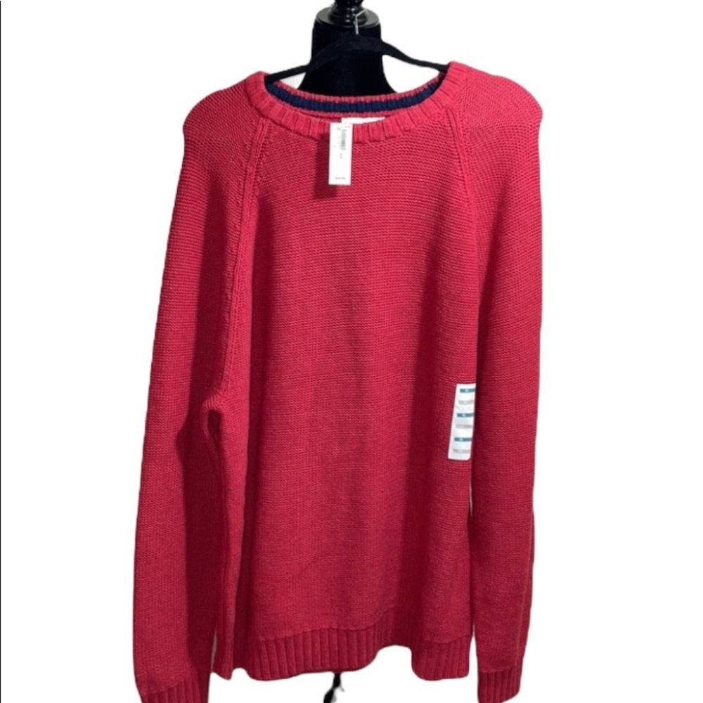 NWT Old Navy Men’s Red Textured Knit Crewneck Sweater XL
